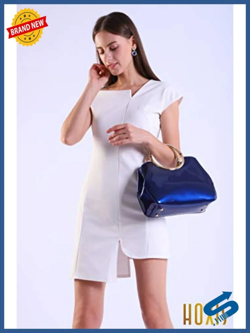 PU Patent Leather Satchel Handbag with Removable Strap